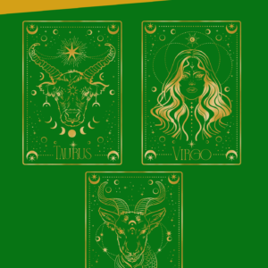 Earth Element Bundle cover — three guided astrology journals for Taurus, Virgo, Capricorn, printable and fillable PDF digital download.