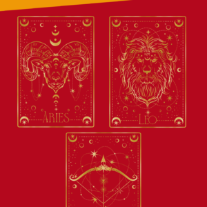 Fire Element Bundle cover — three guided astrology journals for Aries, Leo, Sagittarius, printable and fillable PDF digital download.