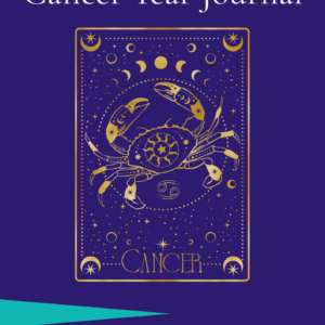 Cancer Year Journal cover — a guided astrology journal for Cancer (June 21 – July 22), available as a printable and fillable PDF digital download.