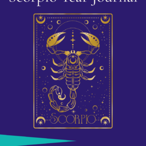 Scorpio Year Journal cover — a guided astrology journal for Scorpio (October 23 – November 21), available as a printable and fillable PDF digital download.